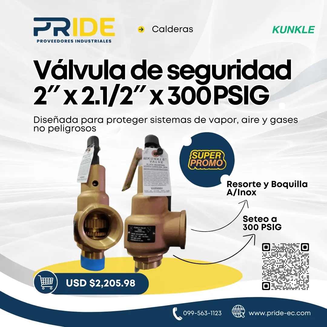 Válvula de seguridad Kunkle de 2″ x 2.1/2" – Set 300 PSIG
