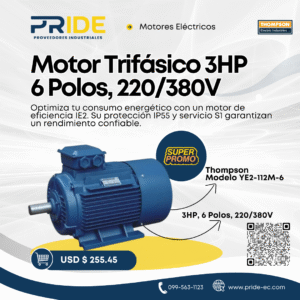 Motor Eléctrico Thompson YE2-112M-6, 3F 3HP, 6 Polos, 220/380V
