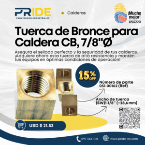 Tuerca de Bronce para Perno de Tapa de Caldera CB, 7/8"Ø